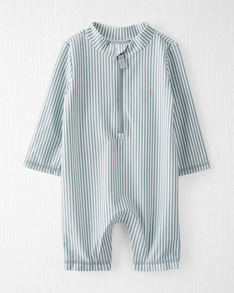 Baby Boy Recycled Long-Sleeve Rashguard Swimsuit in Stripes