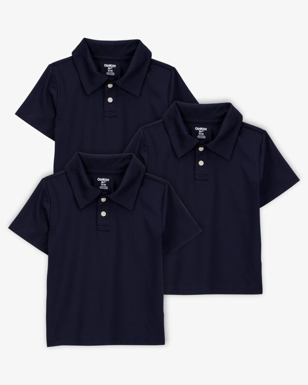 Product image 1 of Toddler 3-Pack Active Uniform Polo Shirts in Moisture Wicking BeCool™ Fabric - Navy