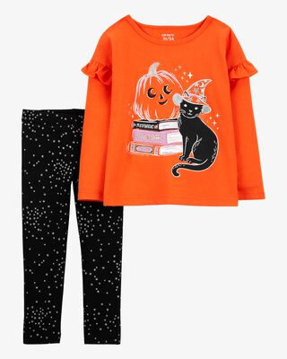 Product image 1 of Baby 2-Piece Halloween Jersey Tee & Legging Set
