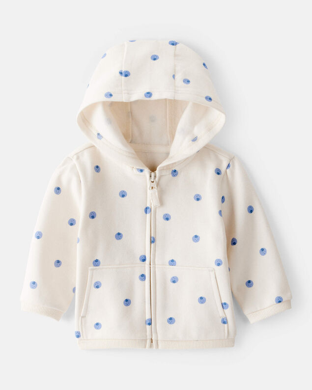 Product image 1 of Baby Girl Blueberry Print Long-Sleeve Hoodie - Ivory