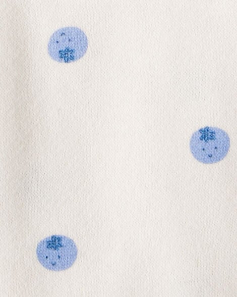 Baby Girl Blueberry Print Long-Sleeve Hoodie - Ivory