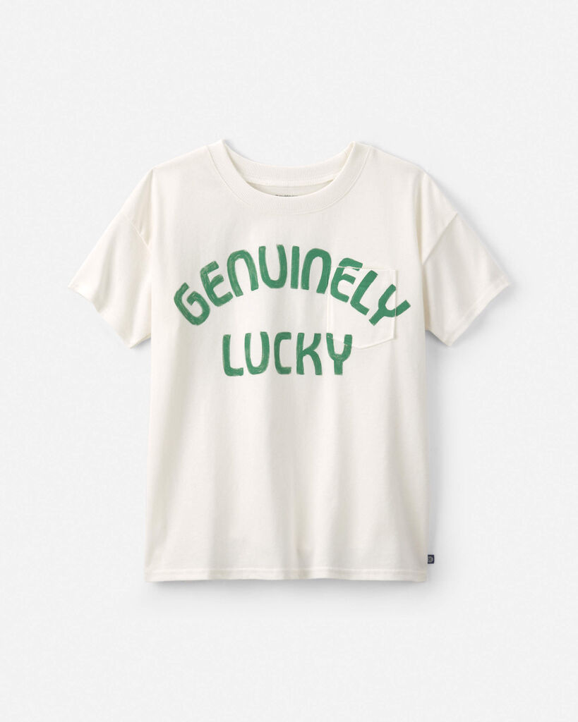 OshKosh B'gosh Kids 'Genuinely Lucky' St Patrick's Day Graphic Tee 10 Cream