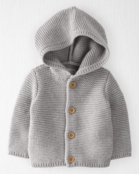  Product image 1 of Baby Organic Signature Stitch Cardigan in Grey