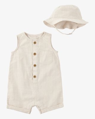 Product image 1 of Baby Striped Cotton Outfit Set - Tan