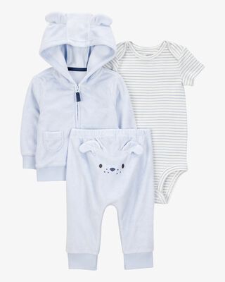 Product image 1 of Baby 3-Piece Dog Little Cardigan Set - Blue