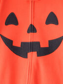 Orange - Toddler Halloween Jack-O-Lantern Hooded Zip-Up Jumpsuit - Orange, Selected
