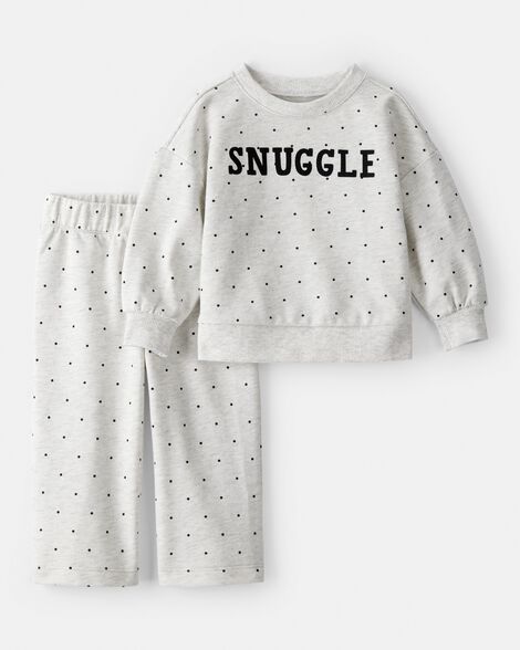 baby girl snuggle pullover & pant set - grey