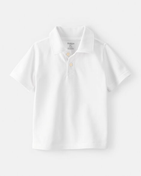 Toddler Boy Pique Uniform Polo Shirt - White