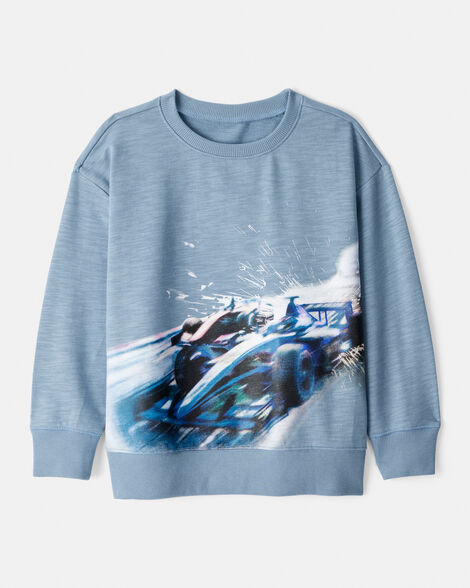 Product image 1 of Boys Race Car Cotton Pullover Sweatshirt - Blue