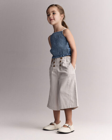 Toddler Girl Sailor Pant in Stripes - Cream/Grey