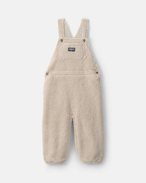 Toddler Teddy Fleece Overalls - Cream