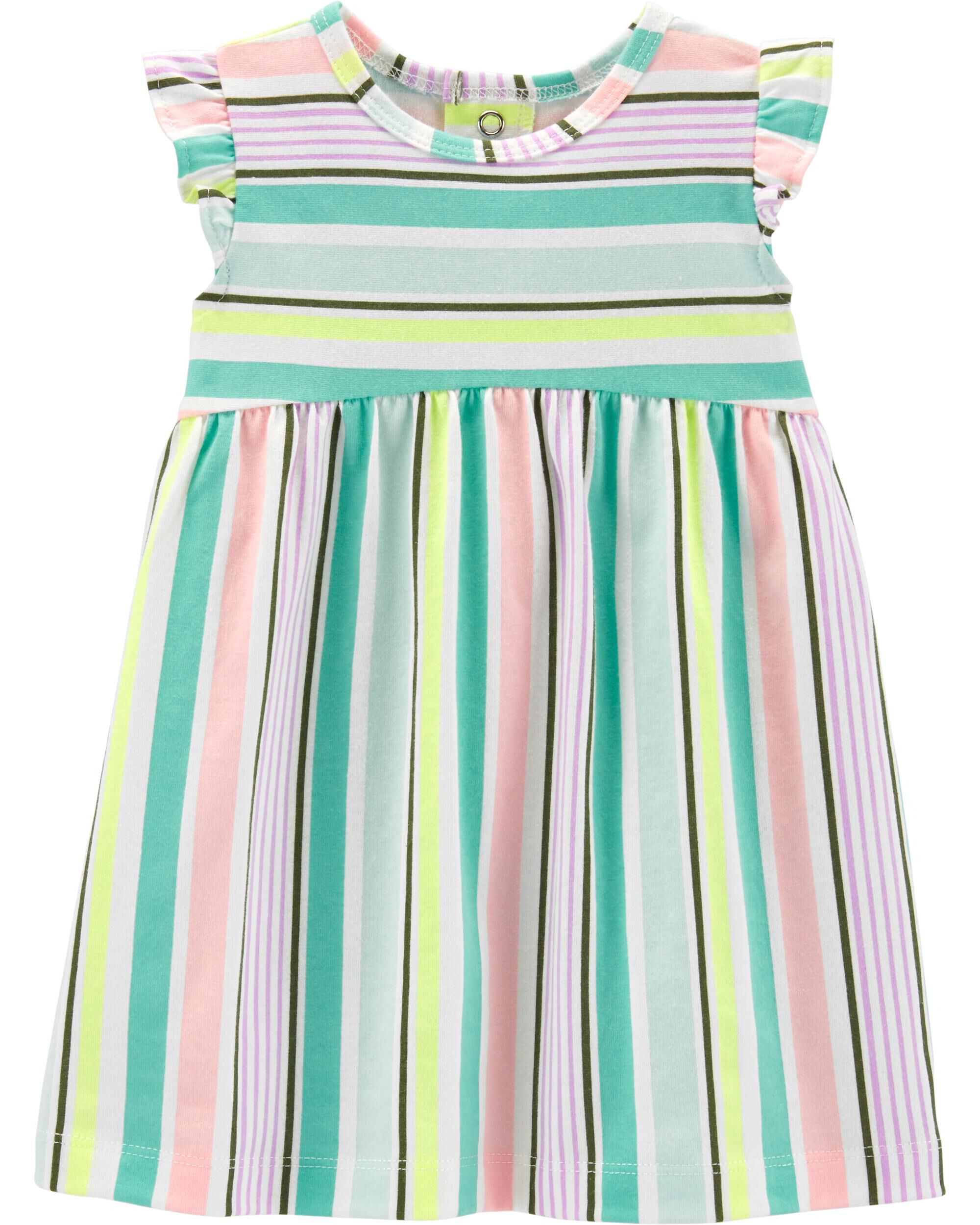 Green and blue striped jersey dress Clearance