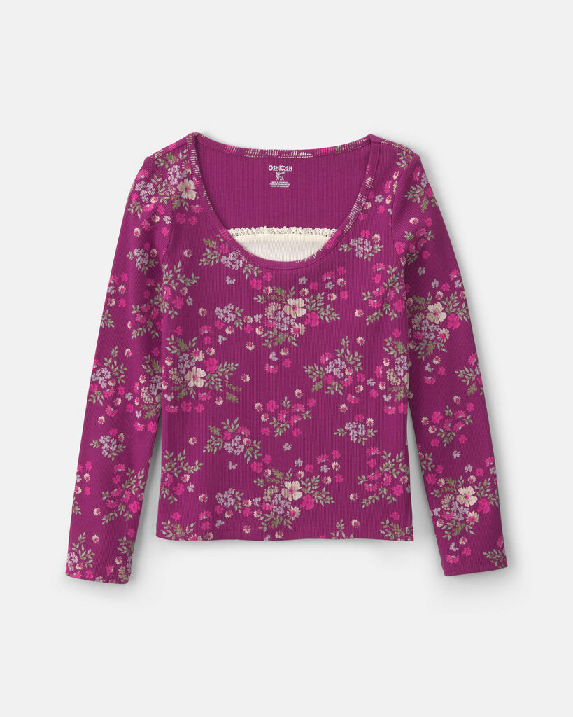 OshKosh B'gosh Girls Floral Long-Sleeve Top 10 Purple/Pink