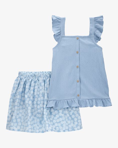  Product image 1 of Kid 2-Piece Floral Skort Set - Blue