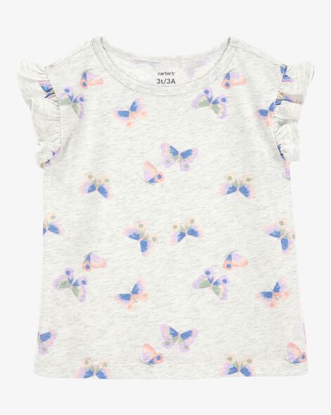  Product image 1 of Toddler Butterfly Print Short-Sleeve Fashion Top - Grey
