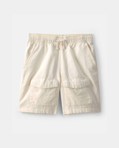 Boys Twill Cargo Shorts - Cream