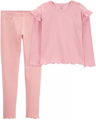 Product image 1 of Kid 2-Piece Long-Sleeve Ribbed Top & Leggings Set