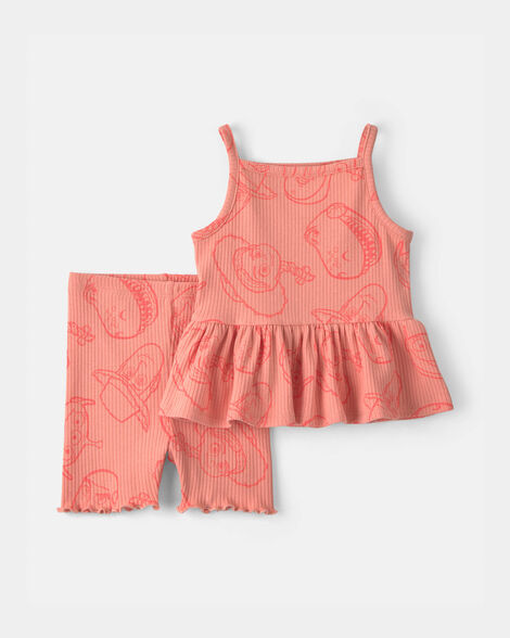 toddler girl 2-piece pixar© toy story sleeveless top & short set - coral