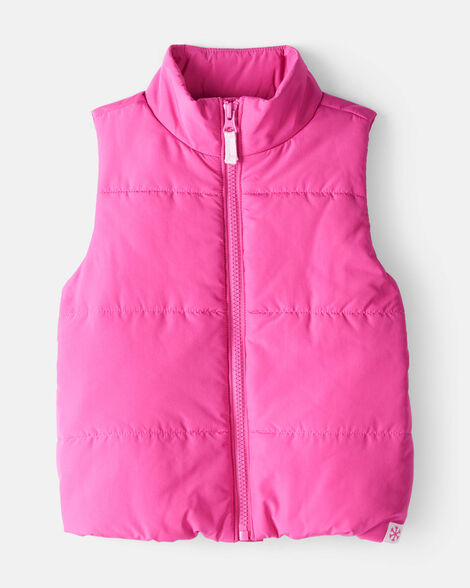 toddler girl puffer vest - pink