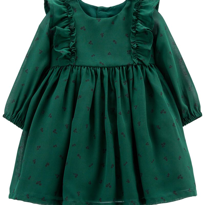 Baby Green Ruffle Holiday Dress | carters.com