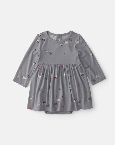 baby girl halloween purelysoft™ long-sleeve bodysuit dress - grey