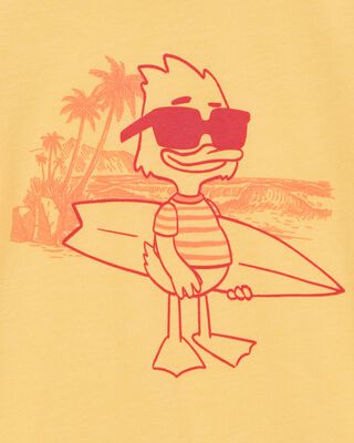 Product image 2 of Toddler Cali Sun Surfing Duck Short-Sleeve Graphic Tee - Yellow