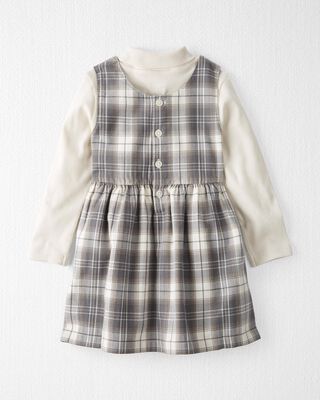 Product image 2 of Toddler 2-Piece Organic Cotton Herringbone Dress Set in Plaid
