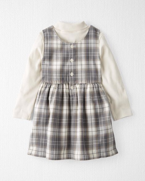  Product image 2 of Toddler 2-Piece Organic Cotton Herringbone Dress Set in Plaid
