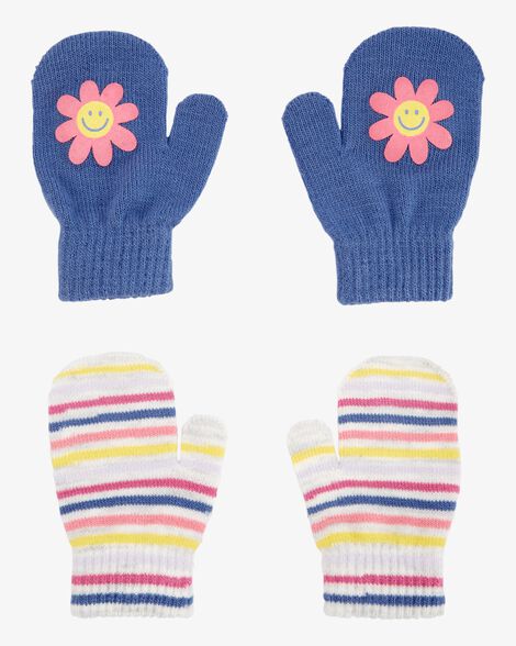  Product image 1 of Toddler 2-Pack Striped Flower Gripper Mittens