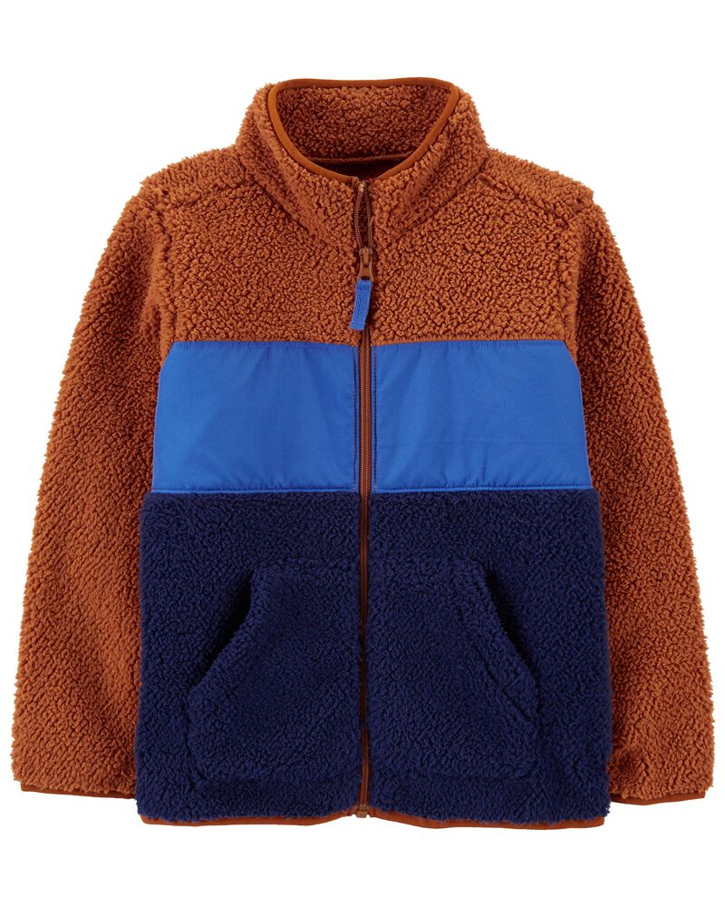 Kid Brown Blue Zip Up Sherpa Jacket Carters Com