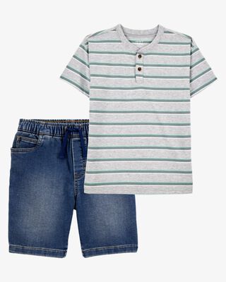 Product image 1 of Kid 2-Piece Henley & Shorts Outfit Set