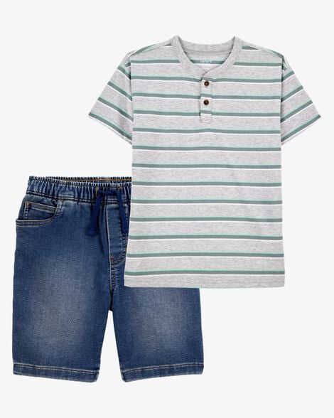 Product image 1 of Kid 2-Piece Henley & Shorts Outfit Set