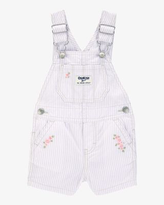 Product image 1 of Baby Floral Hickory Striped Shortalls - Purple