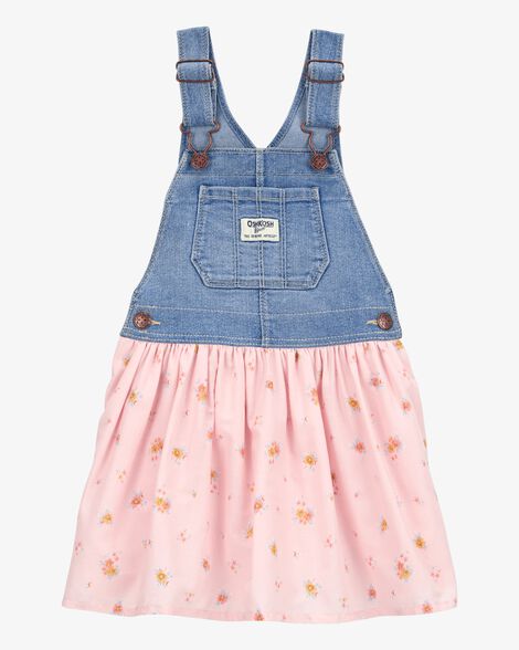  Product image 1 of Baby Floral Stretch Denim Jumper Dress - Pink
