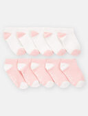 Pink/White - Toddler Girl 10-Pack No Show Socks - Pink/White, Selected
