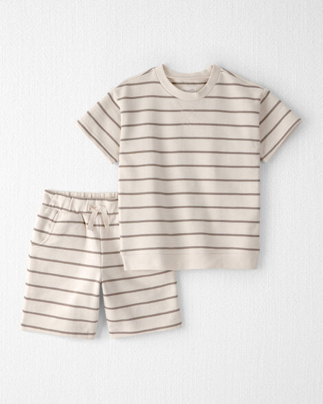 Kids 2-Piece Organic Cotton Top & Short Set in Stripes