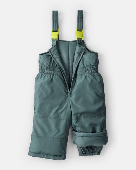 Baby Boy 2-Piece Dinosaur Hooded Snowsuit Jacket & Bib Set - Green/Blue