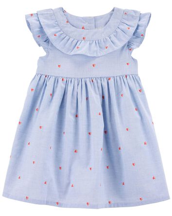 Baby Heart Print Flutter Babydoll Dress