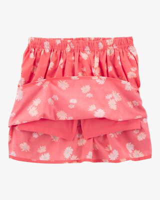 Product image 2 of Kid 2-Piece Ribbed Tank & Floral Skort Set - Orange