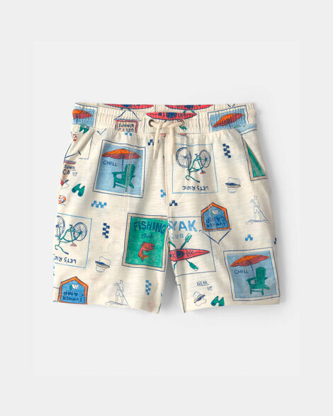 boys camp french terry shorts - cream