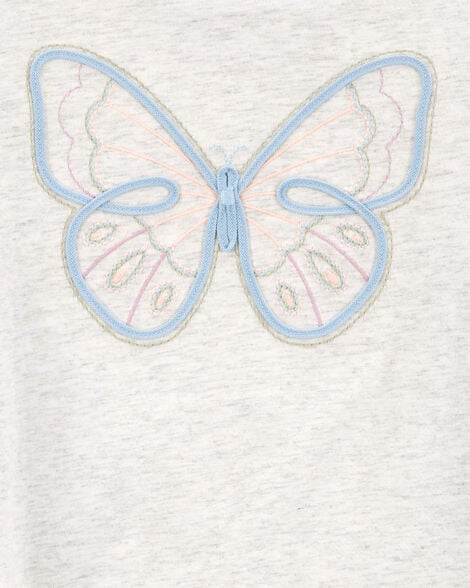 Product image 2 of Kid Butterfly Jersey Long-Sleeve Boxy Fit Tee - Grey