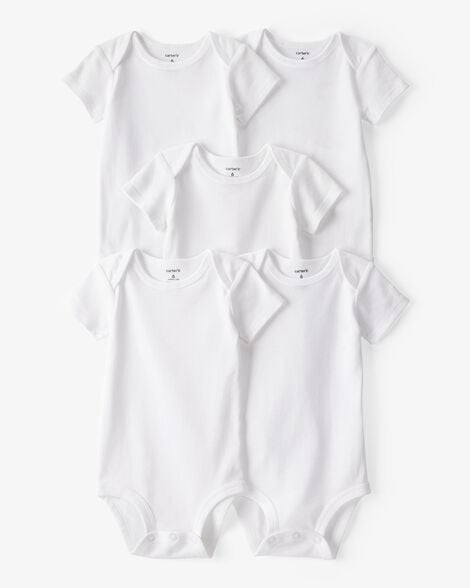 Product image 1 of Baby 5-Pack Short-Sleeve Bodysuits - White
