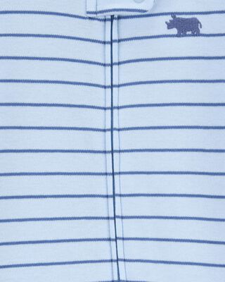 Product image 2 of Baby Rhino Striped 2-Way Zip Cotton Sleep & Play Pajamas - Blue