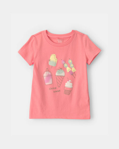 toddler girl ice cream graphic tee - coral