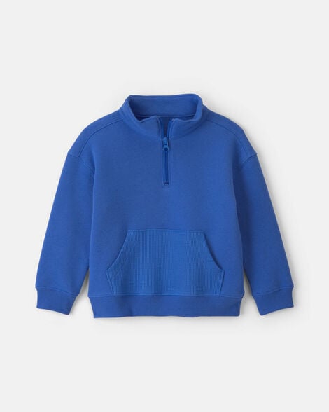 toddler boy fleece quarter-zip pullover sweatshirt - blue