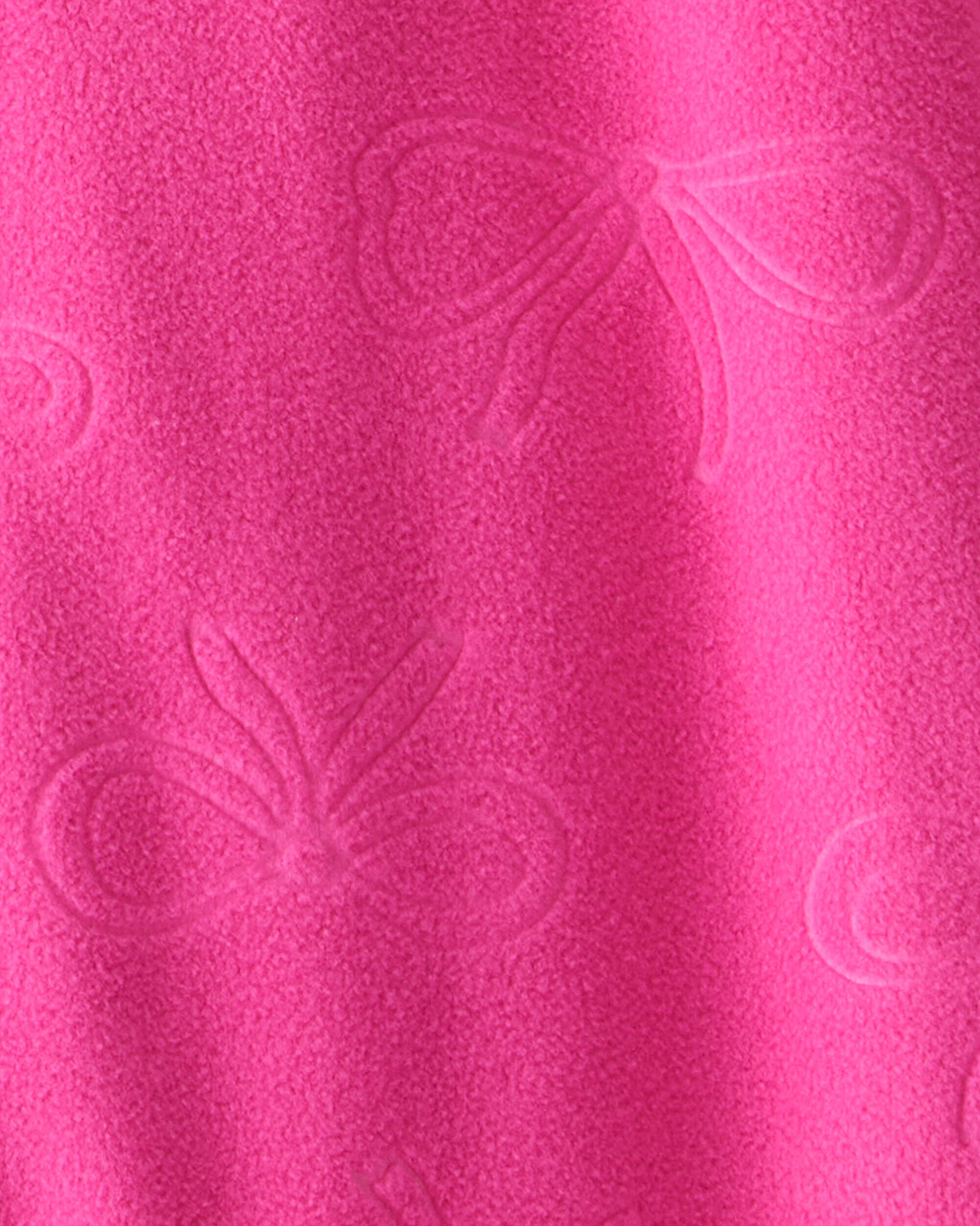 Baby Girl Bow Fleece Long-Sleeve 2-Way Zip 1-Piece Pajamas - Pink