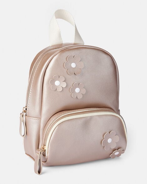 girls floral mini backpack - metallic rose gold