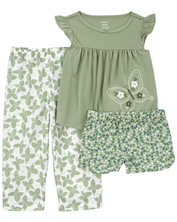 Toddler 3-Piece Butterfly Loose Fit Pajamas