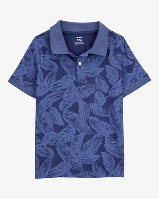Product image 1 of Kid Leaf Print Short-Sleeve Polo - Navy