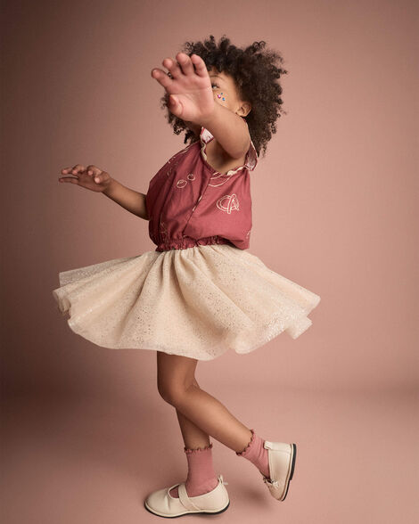 Toddler Girl Avenue Twirl™ Sparkly Mini Skirt - Cream